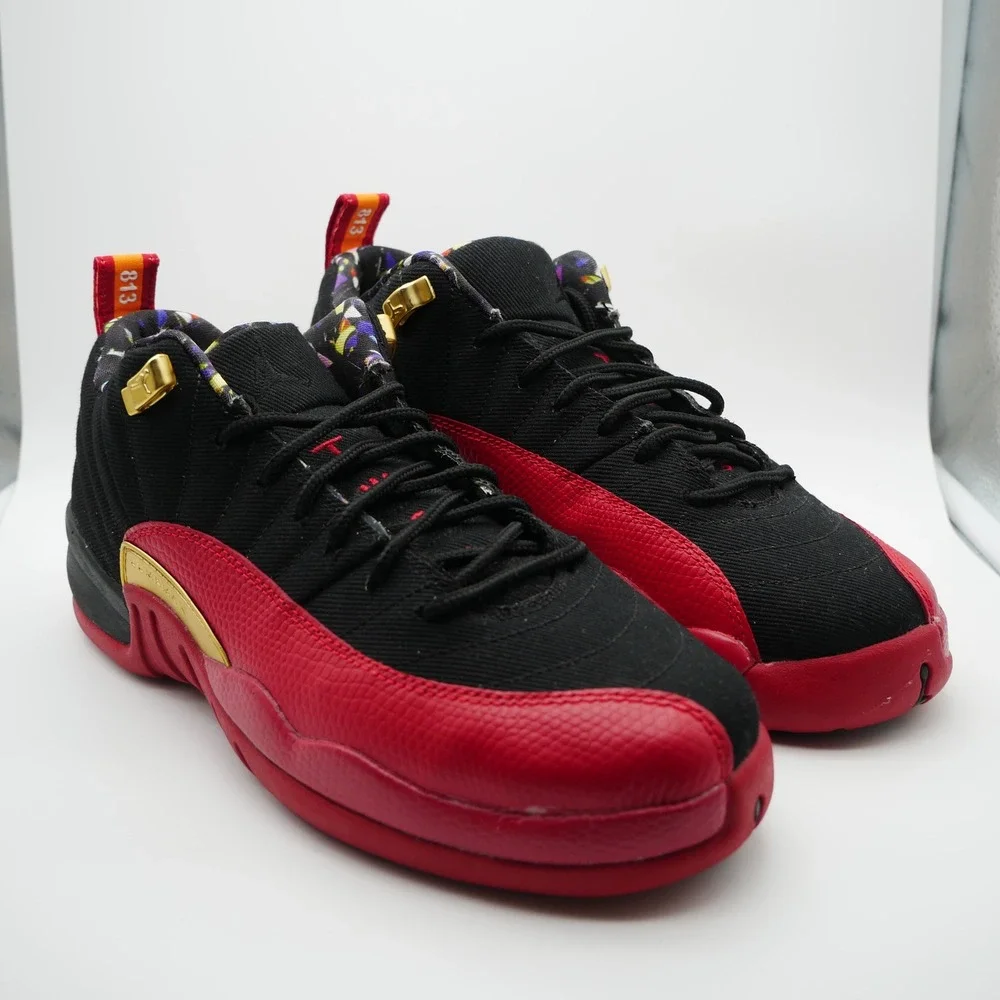 Jordan 12 Retro Low Super Bowl LV Black Red Gold DH9695-001 6.5Y/ 8 - 8.5 Women